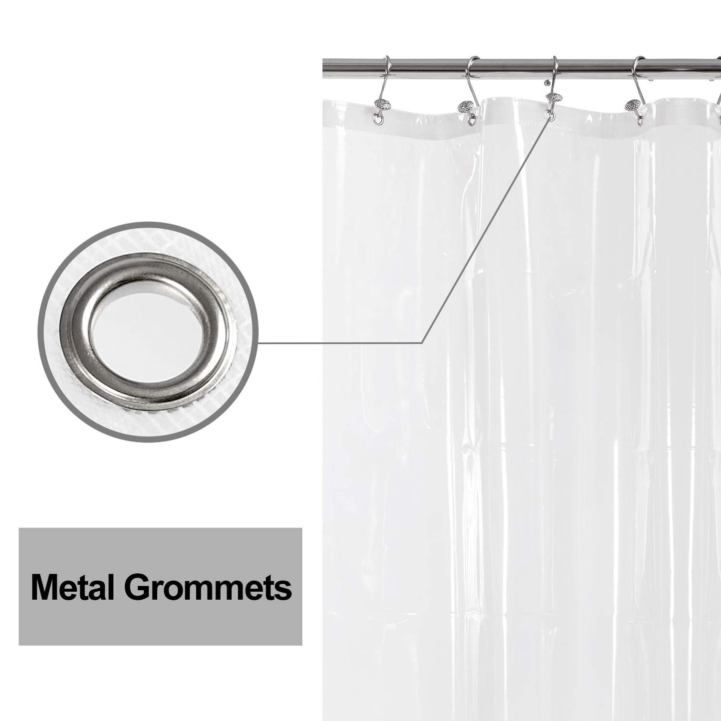 Barossa Design Extra Long Shower Curtain or Liner 84 Inch, Clear, 72x84