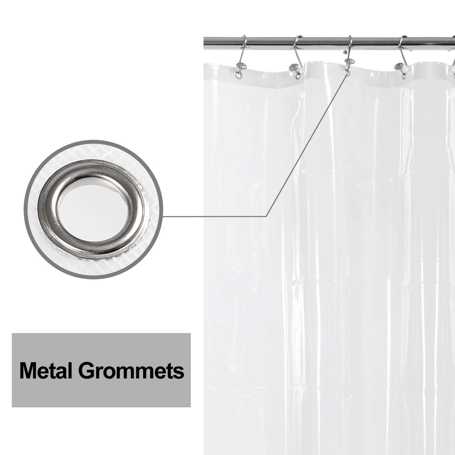 Barossa Design Extra Long Shower Curtain or Liner 84 Inch, Clear, 72x84