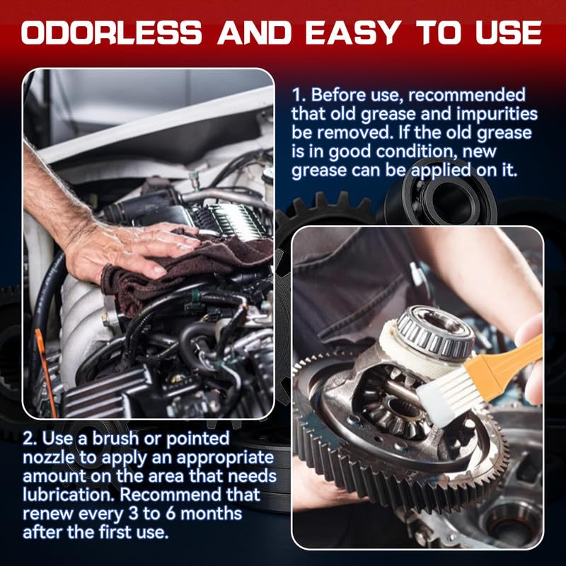 White Lithium Grease, Garage Door Lubricant, Multi-Purpose Bike Grease for Hinges, Bearings, Gears, Track Rail, Waterproof&Heat Resistant Bearing Grease Ideal for Automotive, Marine, 1.76oz