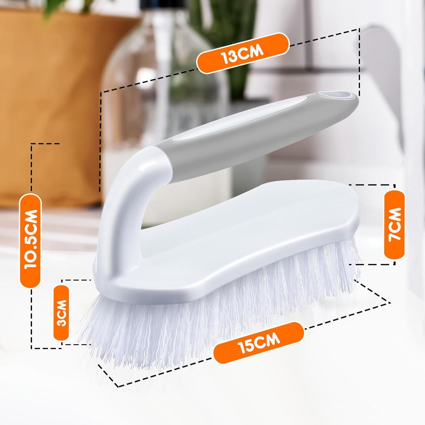 Lallisa 24 Pcs Scrub Brush for Cleaning with Handle Comfortable to Grip Heavy-Duty Flexible Stiff Bristles Scrubber Brushes Bulk for Shower Bathroom Carpet Kitchen Floor Tiles (Gray)