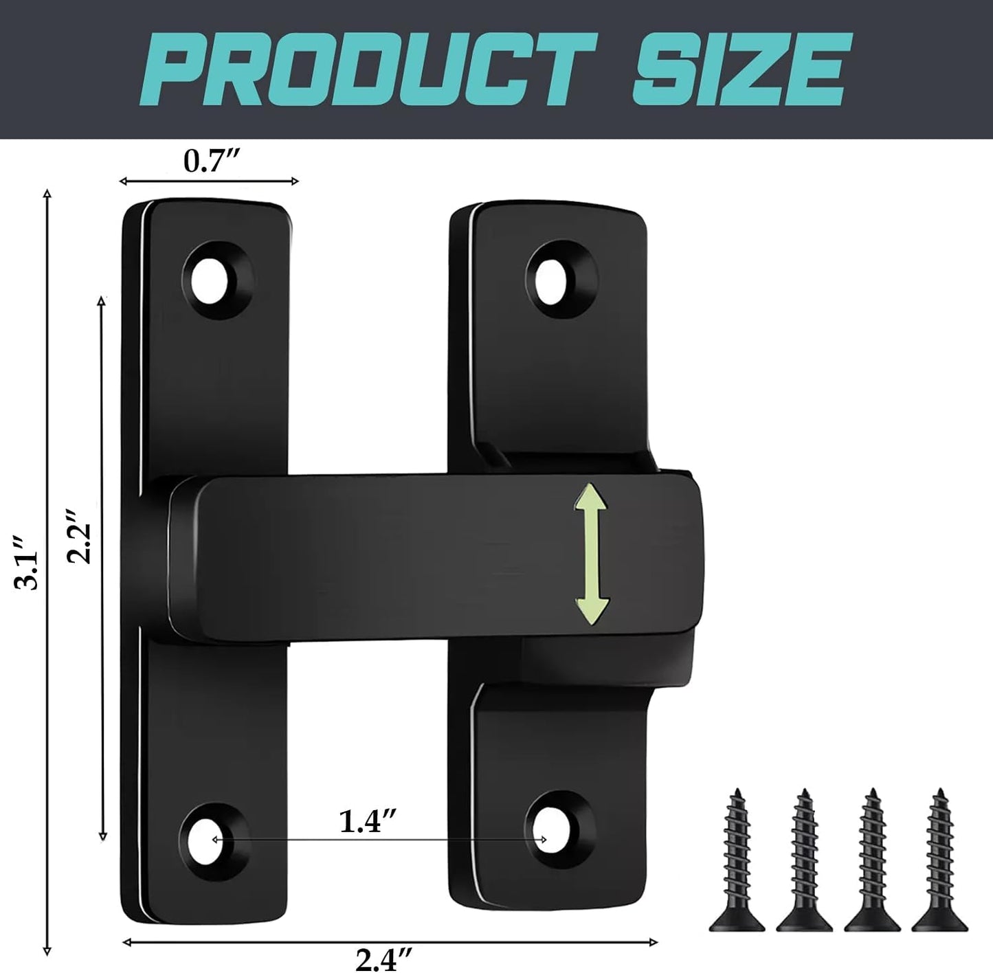 90/180 Degree Barn Door Lock, Small Flip Gate Latches Protect Privacy Sliding Door Latch Lock for Swing Door, Cabinet, Bathroom, Garden, Window, Outdoor