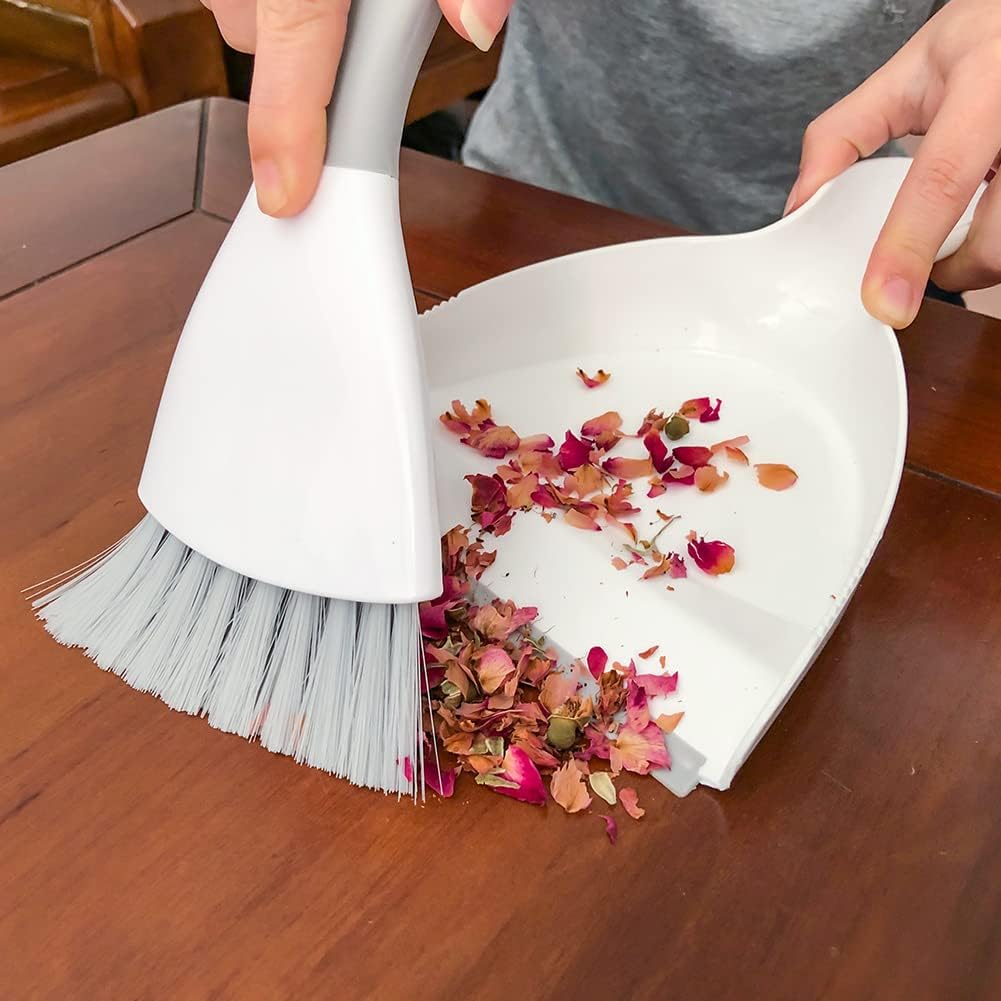 Small Dust Pan and Brush Broom - Dust Pan and Brush Set, Small Dustpan and Brush Set, Hand Broom and Dustpan Set, Dustpan with Brush, Dustpan and Brush Set is Daily Clean Tool for Family. （Gray 2 Set）