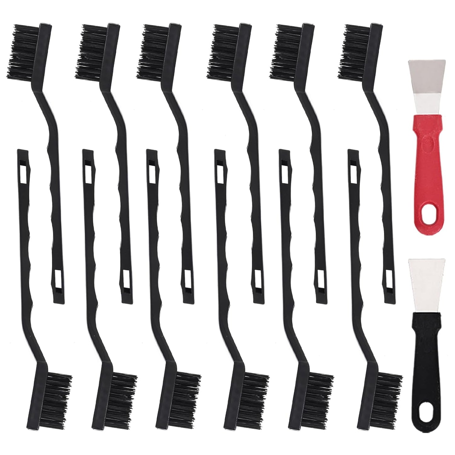 48 Pcs Mini Nylon Brush Set, Nylon Scratch Brush with Curved Handle, Cleaning Weld Slag and Rust