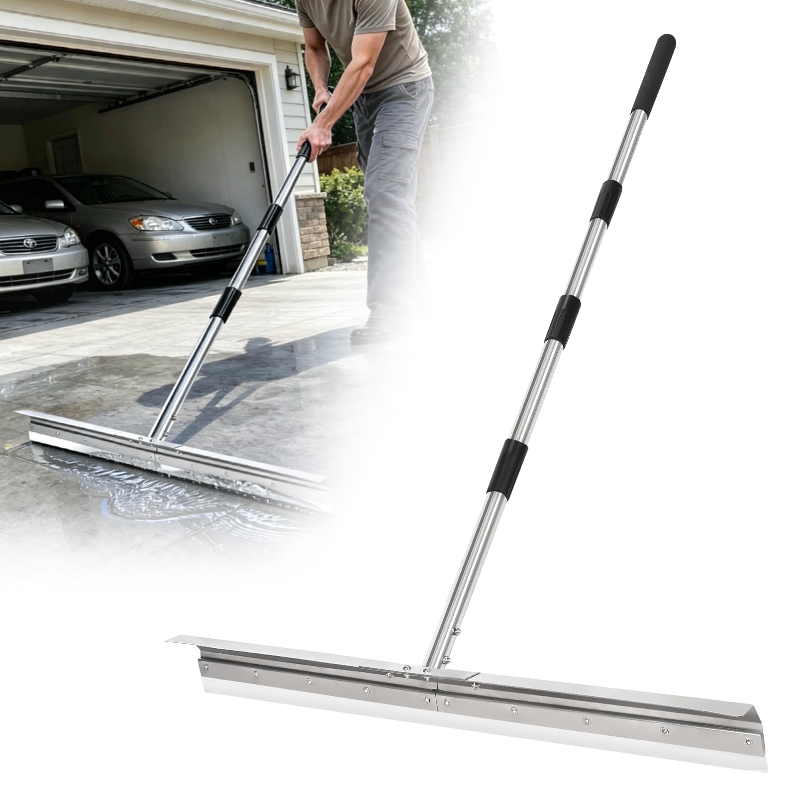 Heavy-Duty Large Floor Squeegee for Concrete, 33.4" Commercial Silicone Blade Squeegee for Floor