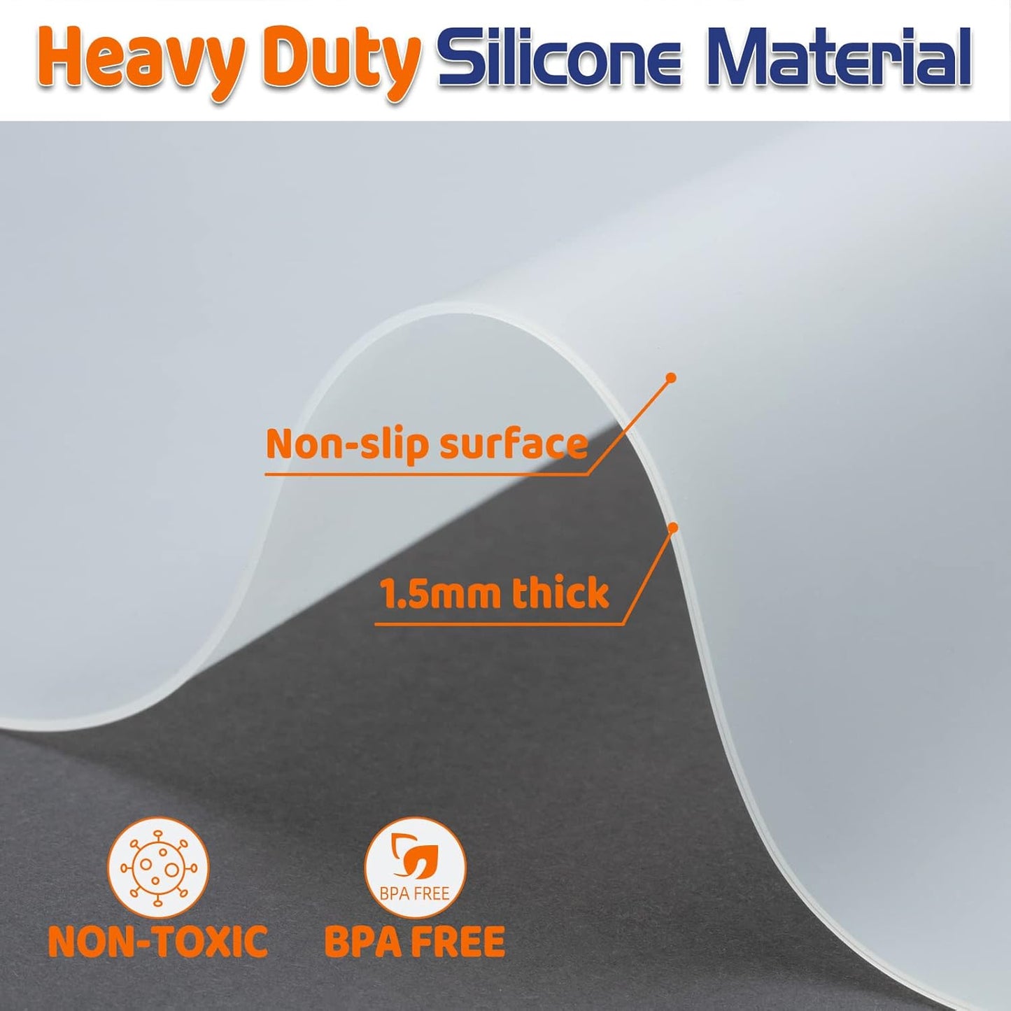 Warome Silicone Mat,78.7”x 23.6” Heat Resistant Mats for Countertop,Extra Large Countertop Protector Mat, Cuttable Kitchen Counter Mat, Silicone Mats for Kitchen Counter/Crafts- White Translucent