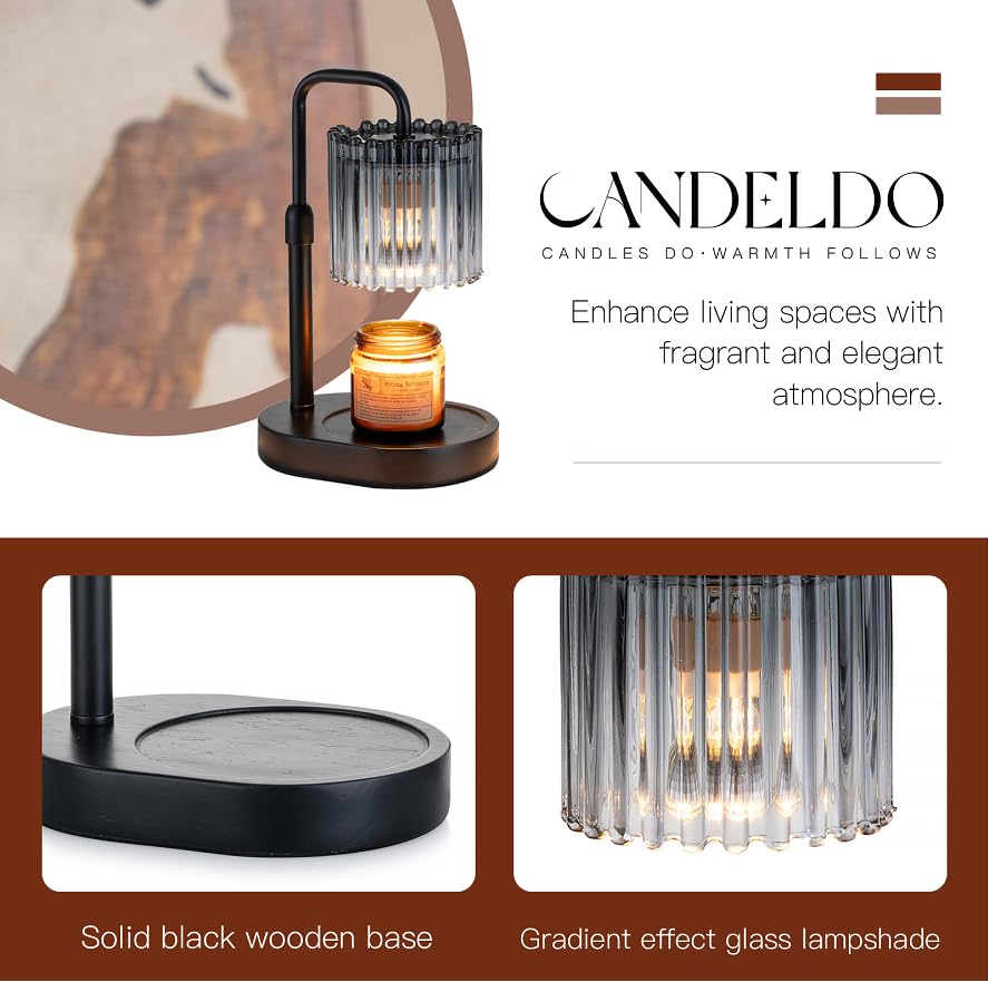 Candeldo Candle Warmer Lamp with Timer: Black Wax Melt Warmer