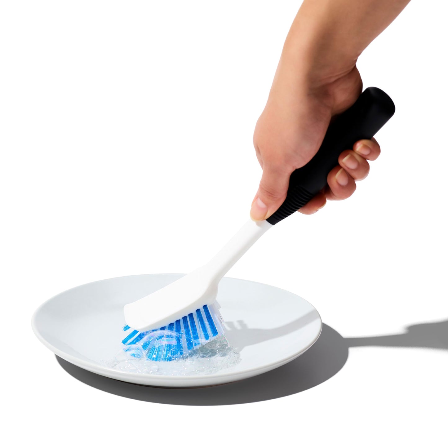 Non-Stick Safe, Built-in Scraper Lifts Stuck-On Food, Dish Cleaner, Flared Brush Head Reaches