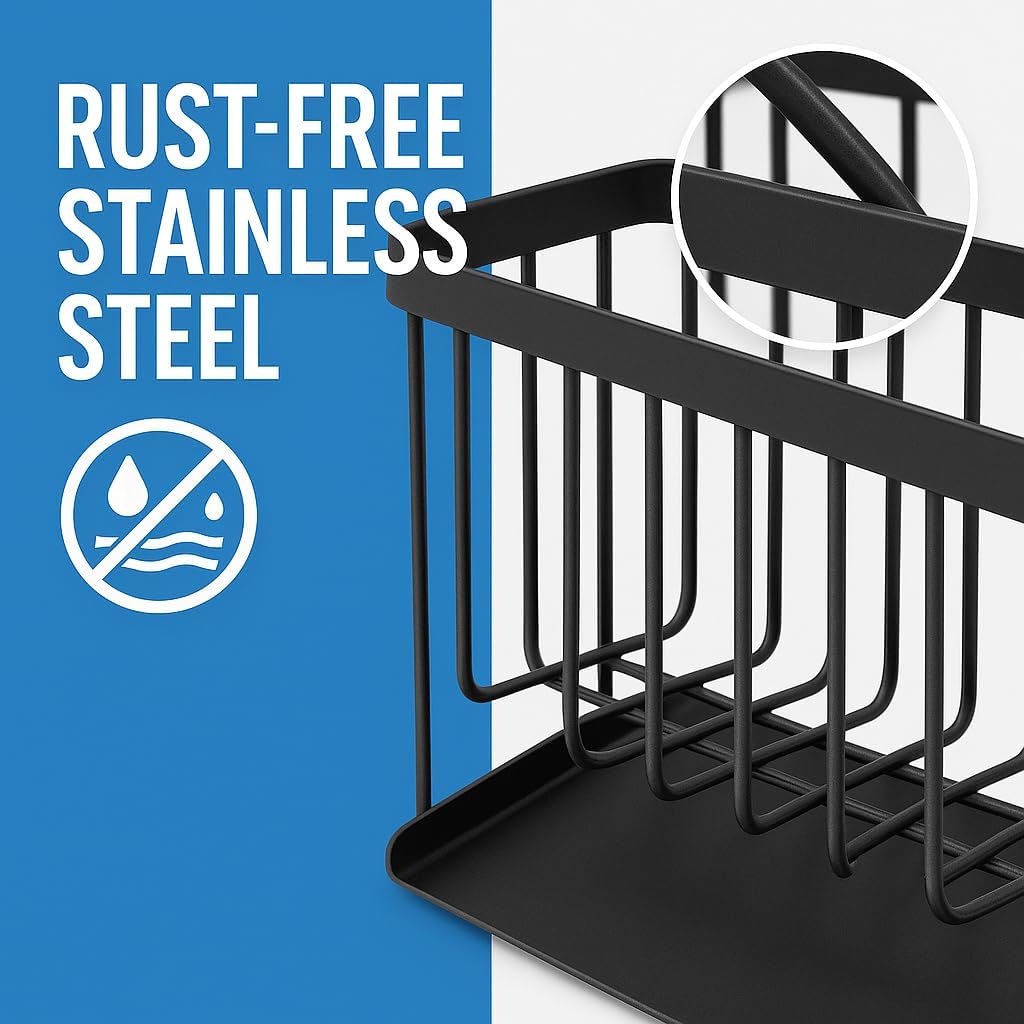 USTECH Kitchen Sink Organizer, Sponge Holder, Countertop Organizer, Brush Holder, Sink Accessories