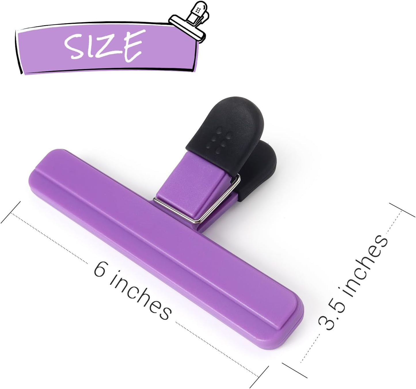 Tamaki 6 Pack Large Chip Bag Clips Assorted Color Food Bag Clips Plastic Heavy Duty Seal Grip, 6 x 3.5 Inch