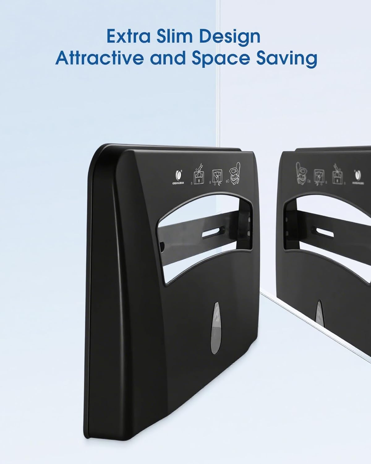 Toilet Seat Cover Dispenser (2-Pcs), Wall Mounted Compatible with Half-fold, CHUANGDIAN, Dark Grey x 2 Pcs