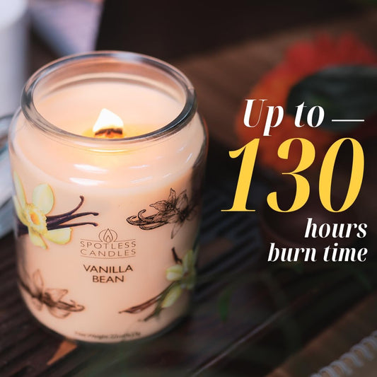 Candle Vanilla Bean 22oz with Wooden Wick in a Presentation Gift Box & Protective Shipper - Vanilla