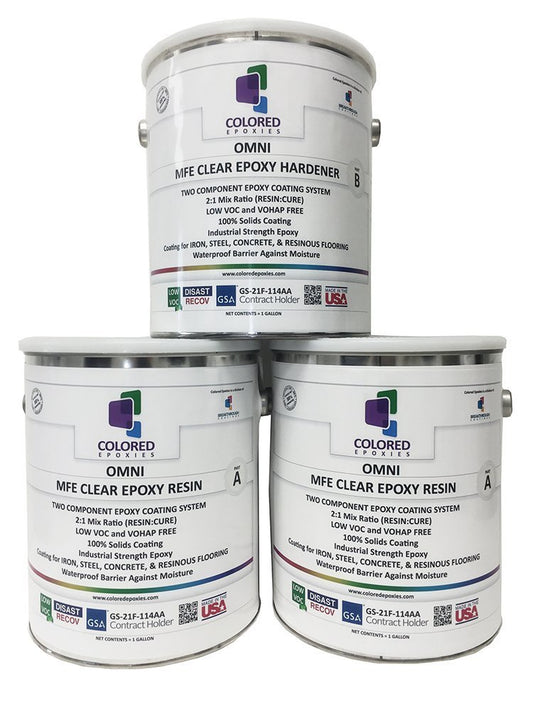 Coloredepoxies 10002 Clear Epoxy Resin Coating 100% Solids, High Gloss For Garage Floors, Basements, Concrete and Plywood. 3 Gallon Kit