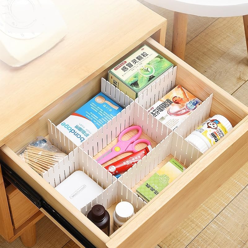 4 inches Adjustable Drawer Divider Kit – 4 Pack (White Only) – DIY Expandable Organizer for Small Drawers, Office,Kitchen, Bathroom