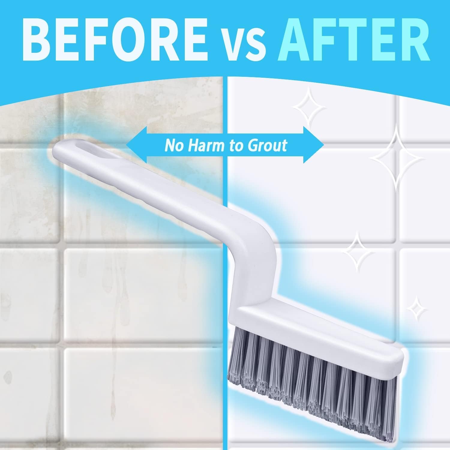 Lumkew Grout Brush Cleaning, 4 Pcs Grout Cleaner Scrubber for Tile Floors