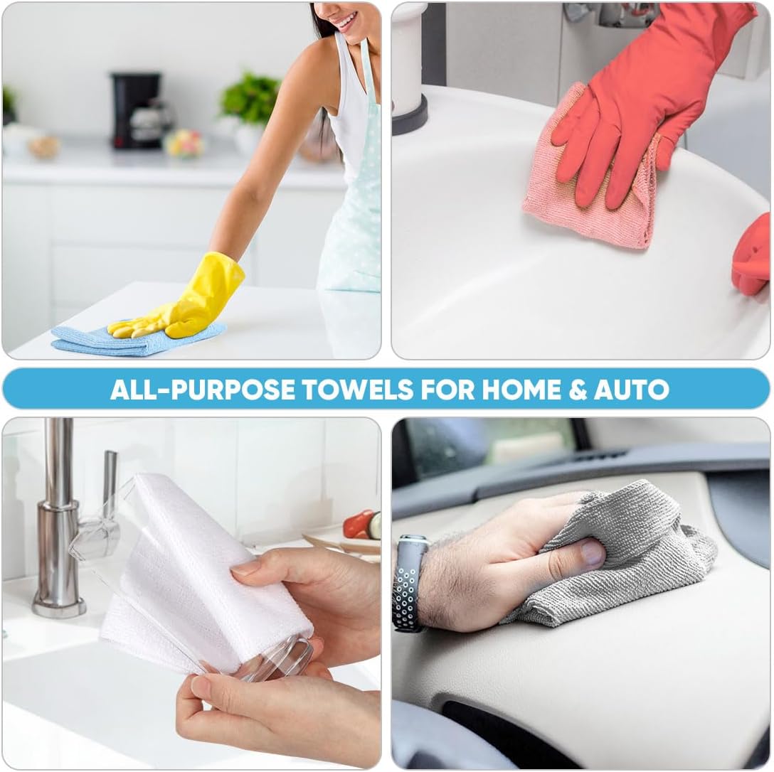 AIDEA Microfiber Cleaning Cloth 165 Sheets 3 Roll, Grey Microfiber Towels for Cars, Shop Towels, Shop Rags Washable, Cleaning Rags for Automotive, Mechanic, Workshops, House,11×9"