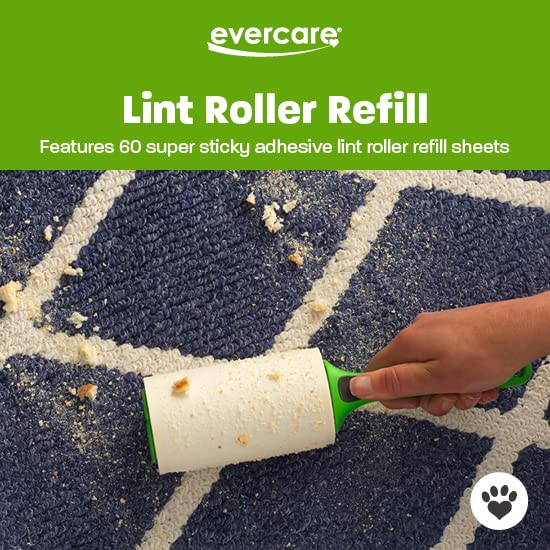 Evercare Pet Lint Roller Refill, Manual Operation, 60 Sheets per Roll, 6 Count Refill Pack for Pet