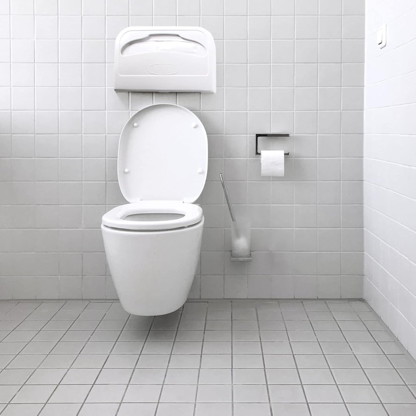 EZbrnd Wall Mount Half-Fold Toilet Seat Cover Dispenser for Commercial/Washroom/Office, Seat Cover Paper Sold Separately, White, 3100-EZ