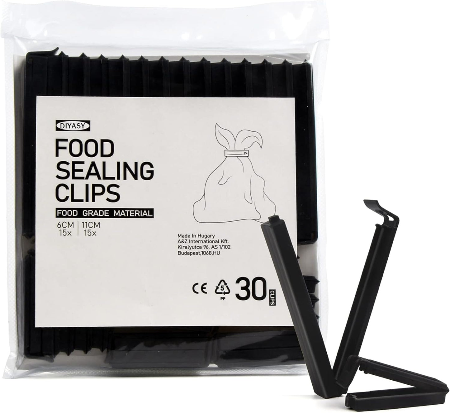 DIYASY Food Bag Clips,30 Pack Plastic Snack Sealing Clip for Food Storage & Packages Assorted Sizes