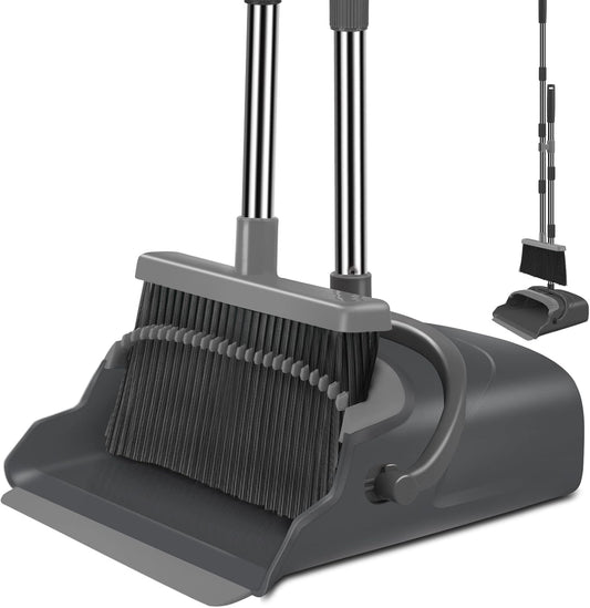 kelamayi Broom and Dustpan Set for Home, Office, Indoor&Outdoor Sweeping, Stand Up Broom and