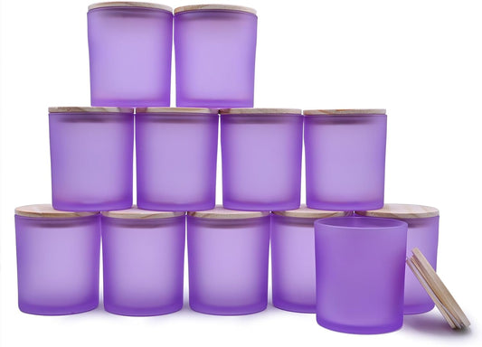 14 OZ Thick Candle Jars for Making Candles 12 Pcs, 3 Wick Empty Jars with Wood Lids for Candle