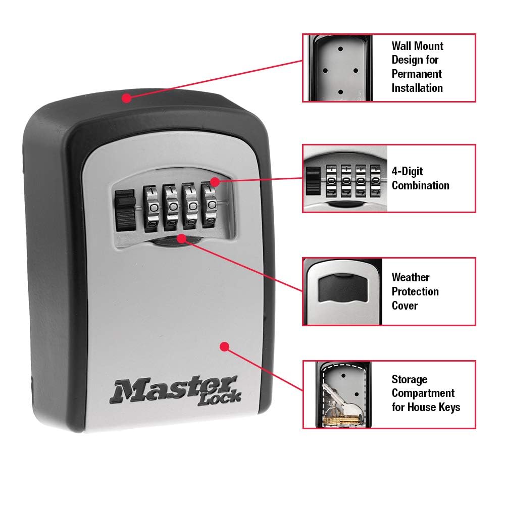 Master Lock 5-Key Combination Safe Black/Silver 5401D
