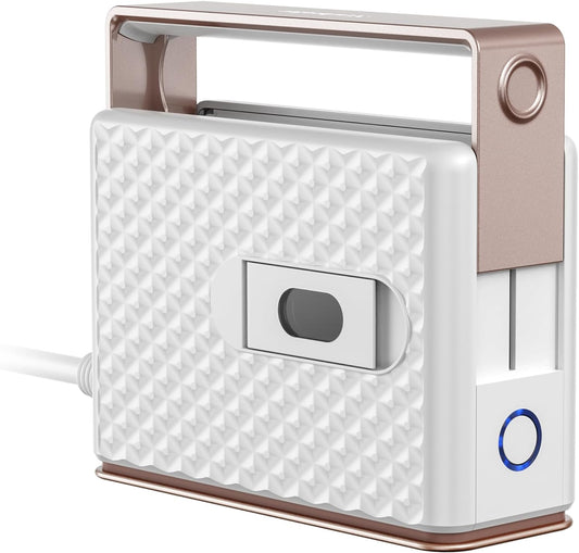 Newbealer Travel Steam Iron for Clothes, Global Voltage 100-240V Handheld Steamer, 293℉ Dry Ironing, Non-Stick Ceramic Soleplate, Horizontal & Vertical Steaming, Auto-off, Silicone Rest & Zipper Bag