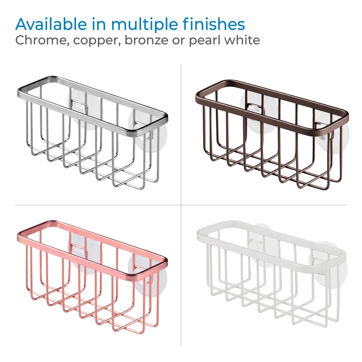 iDesign Gia Stainless Steel Dish Sponge Holder Basket with Suction Cups, Ideal for Kitchen Sinks