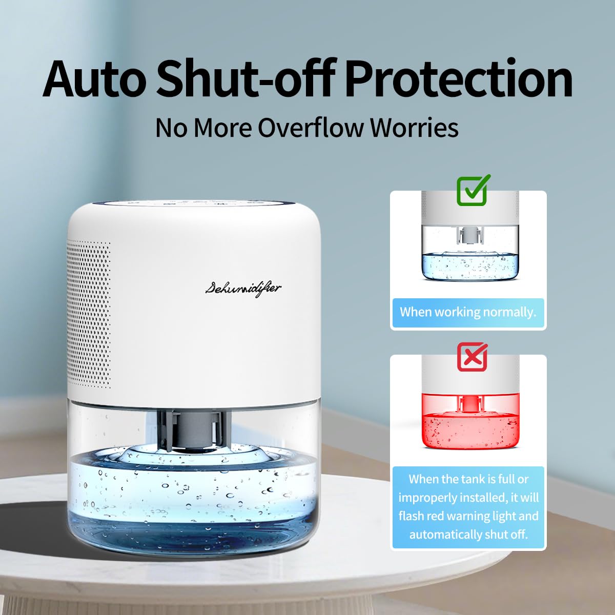 Windangel 44oz(1.3L) Small Dehumidifier for Home Auto-Off Quiet Portable Dehumidifier with 3 Modes