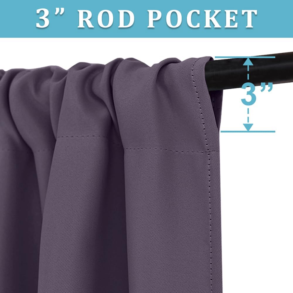 RYB HOME Bathroom Window Curtains - Blackout Curtains Small Window Short Drapes for Kitchen Bedroom Living Room Kids Nursery Room RV, W 42 x L 36 inch per Panel, Greyish Purple, 2 Pcs