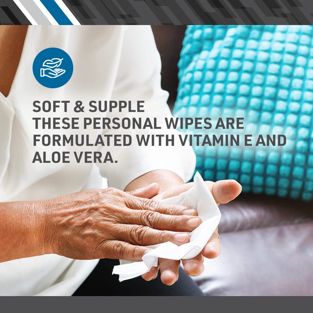 BodyMed Adult Disposable Incontinence Wipes, 48 Wipes/Pack (12-Pack) - Pre-Moistened & Hypoallergenic Washcloths Formulated with Vitamin E & Aloe Vera