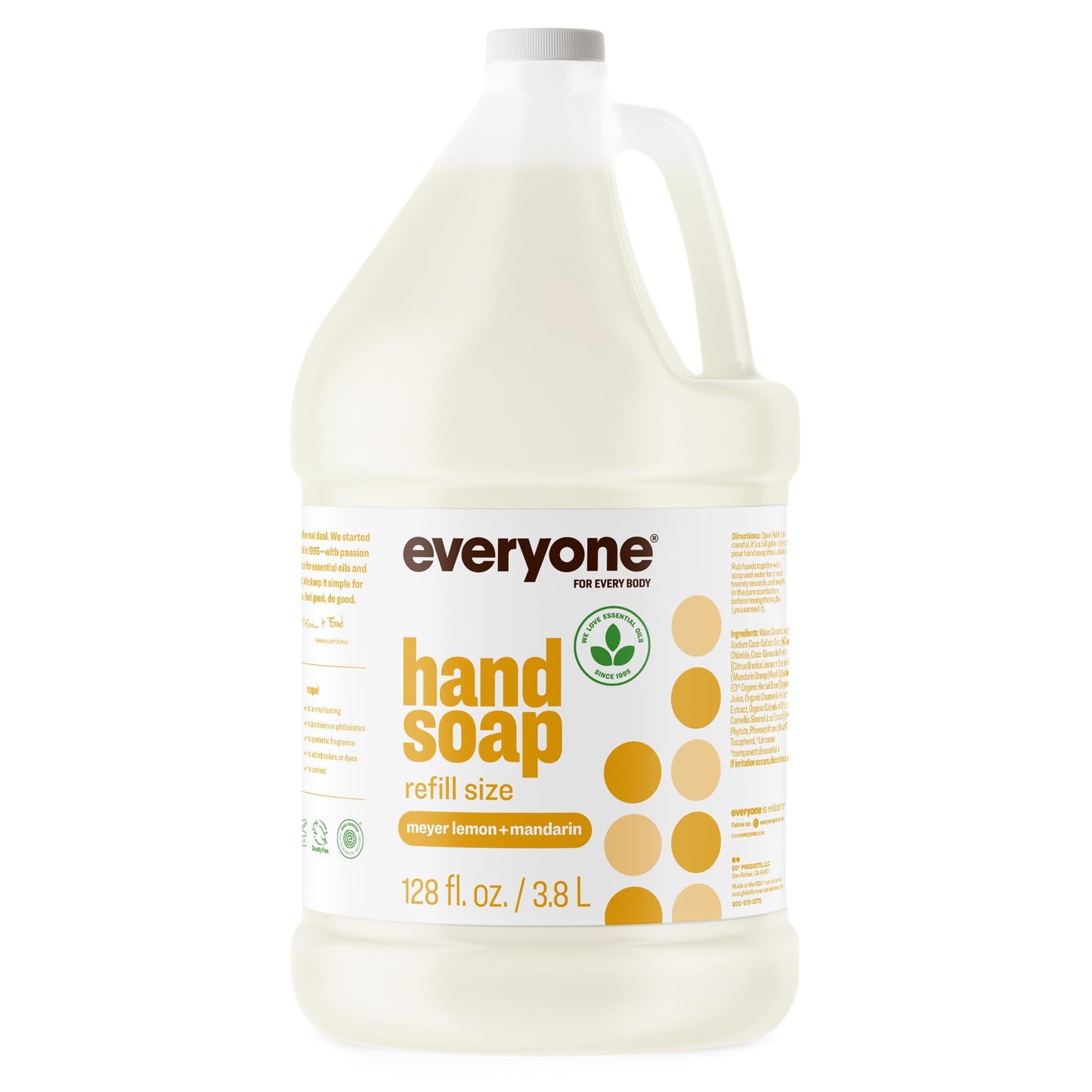 Everyone Liquid Hand Soap Refill, 1 Gallon, Meyer Lemon and Mandarin, made with Essential Oils for