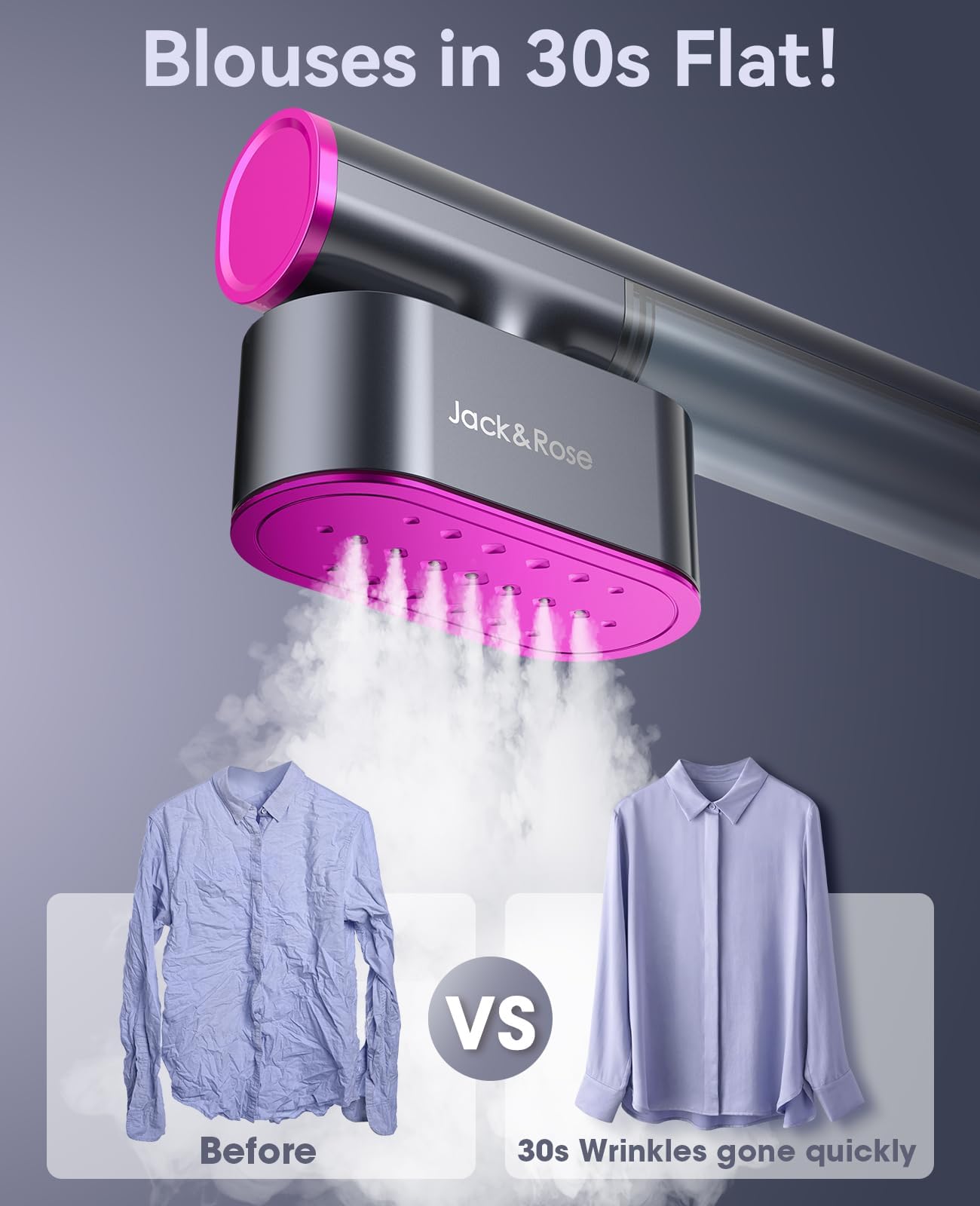 Jack ＆ Rose Travel Steamer for Clothes,100-220V Portable Iron,15s Heat Up,Steamer ＆ Iron 2 In 1