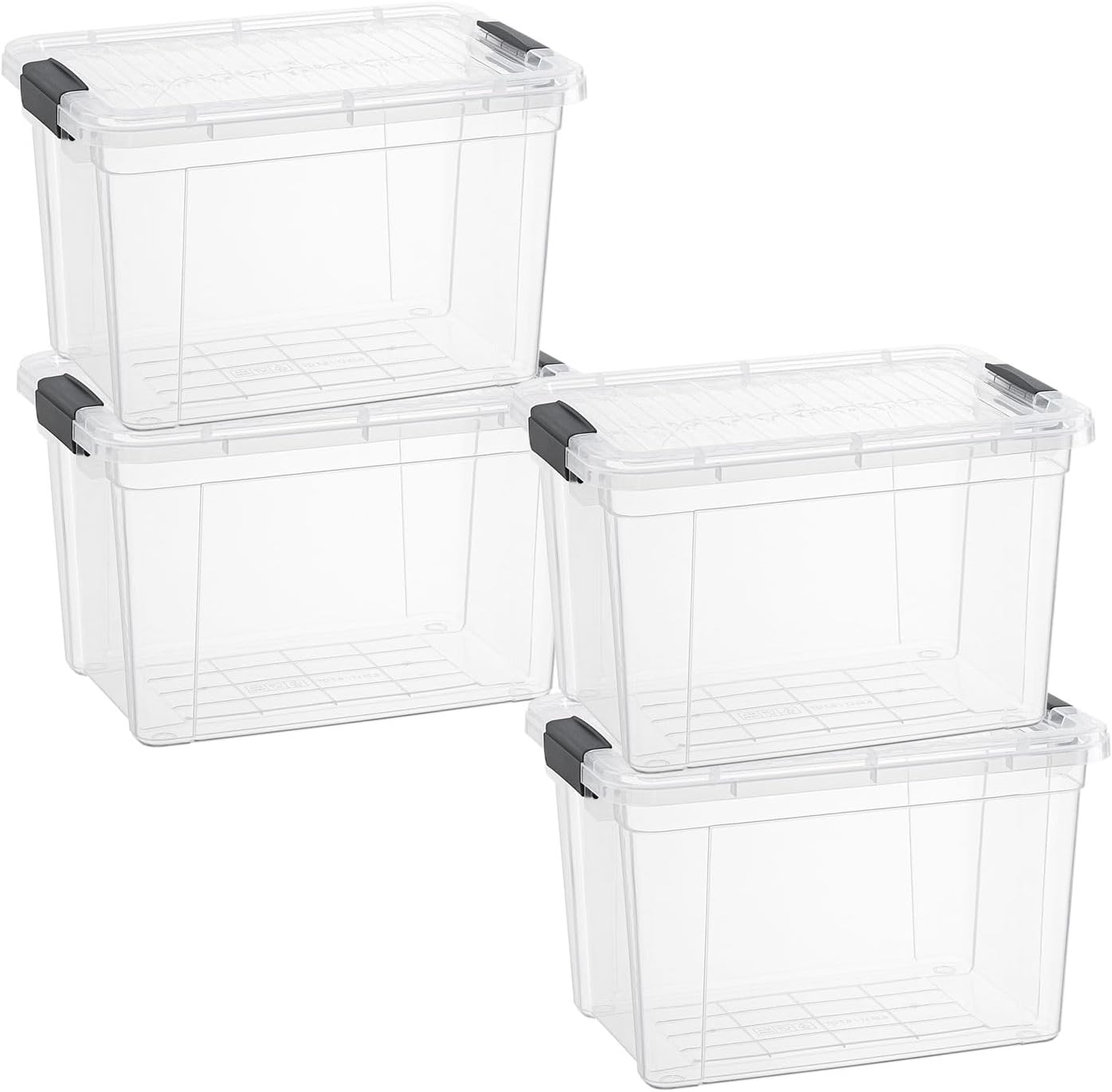 Superio Storage Bins with Lids- 4 Pack, 4.75 Qt Clear Boxes for Organizing, Stackable Plastic Containers- BPA Free, Non-Toxic, Odor Free, Organizer for Home, Office, Dorm