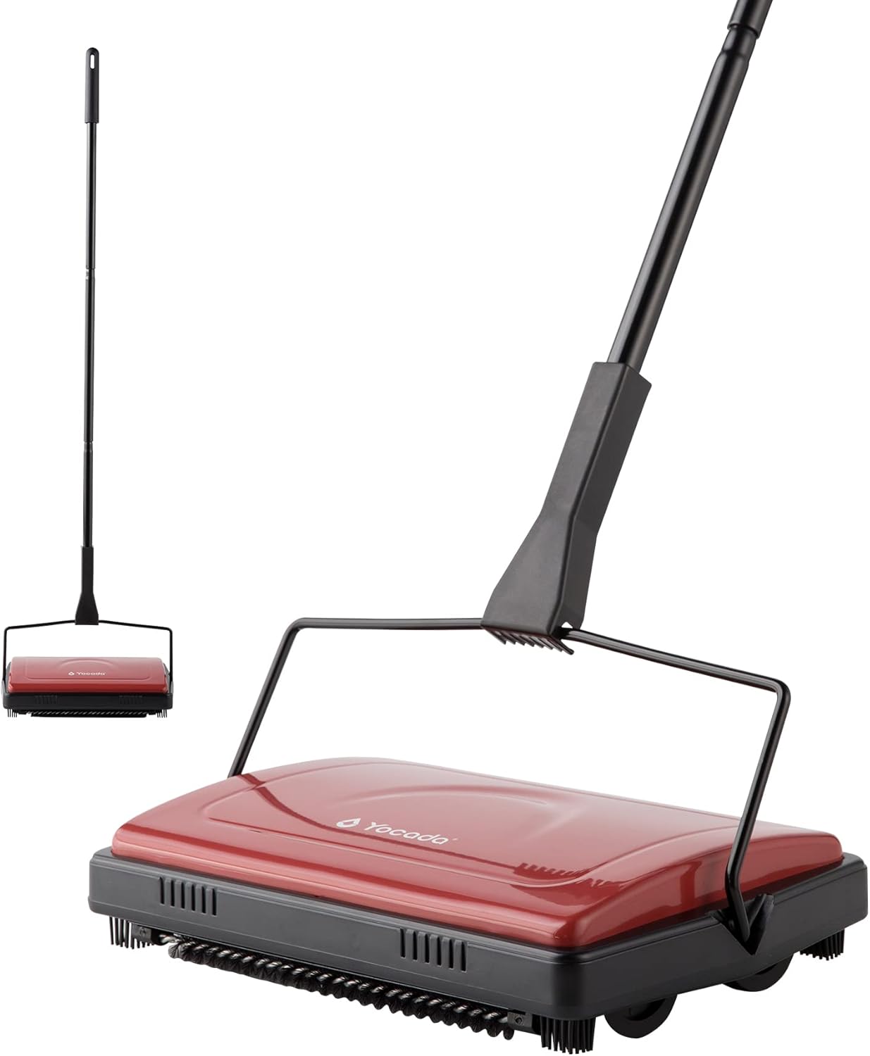 Yocada Carpet Sweeper Cleaner for Home Office Low Carpets Rugs Undercoat Carpets Pet Hair Dust Scraps Paper Small Rubbish Cleaning with a Brush Dark Red