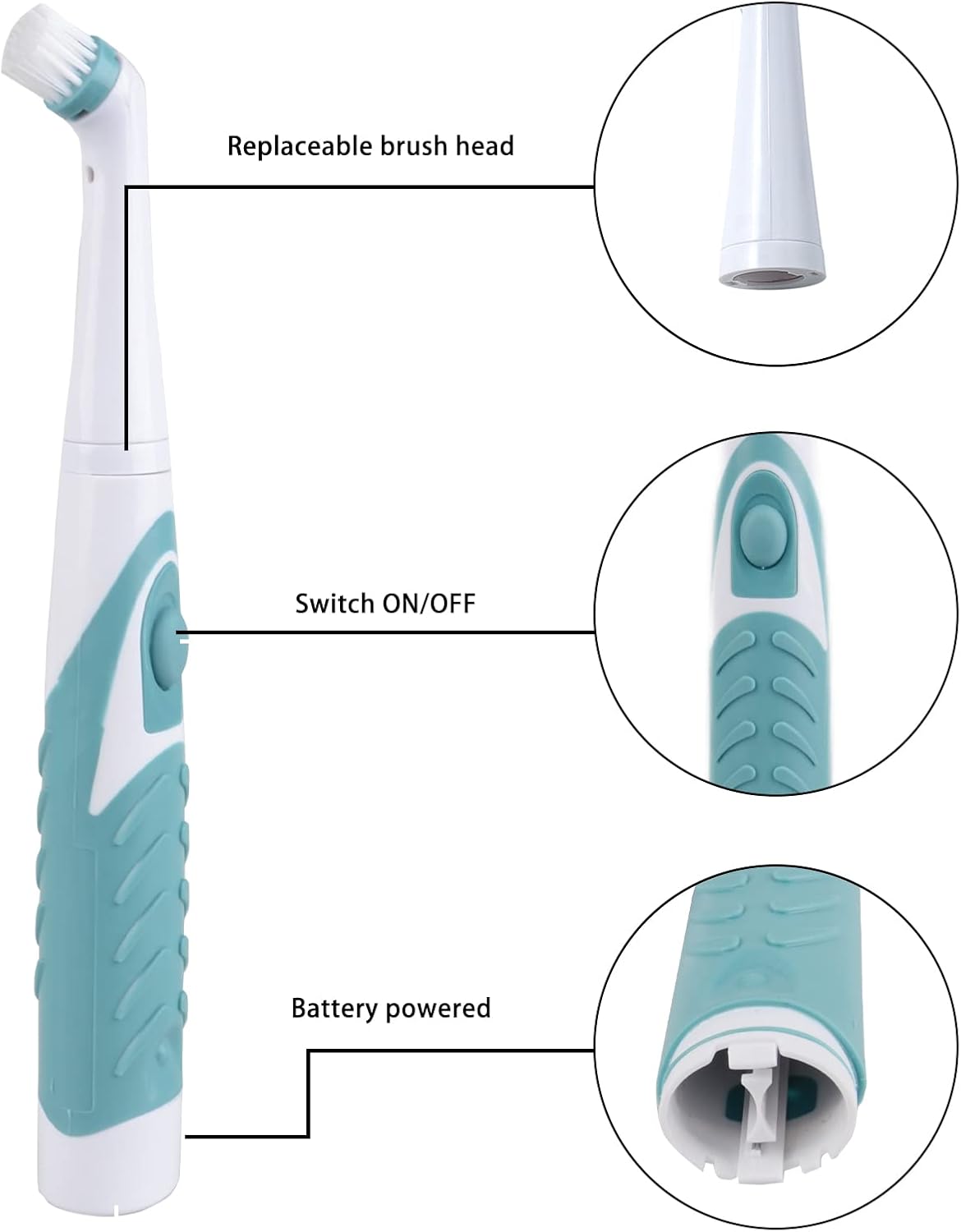 Electric Cleaning Brush with 4 in 1 Multiple Brush Heads,Indoor Household Cordless Motorized Brush for Bathroom Toilet Kitchen Tile Crevice