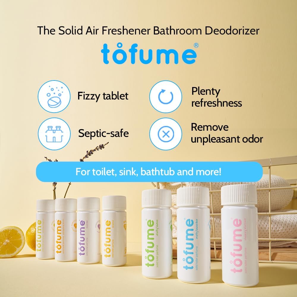 Effervescent Bathroom Air Freshener - Lemon Eucalyptus - Toilet Deodorizer, Bathroom Odor Eliminator, Toilet Freshener, Flushable Air Freshener Toilet Tablets, 1 Pack (30 Tablets)