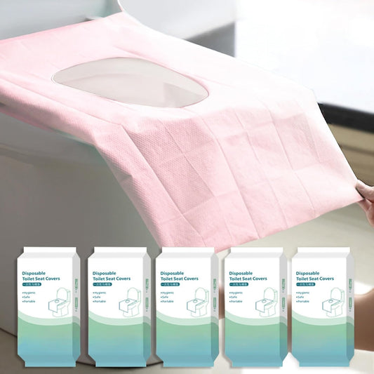 50 Pack Toilet Seat Covers Disposable 16x24 Inch XL Portable Toilet Liners Travel Seat Cover for Outdoors,Hotel, Hospital, Travel, Public Toilet Seat Cover (50pack, PINK)