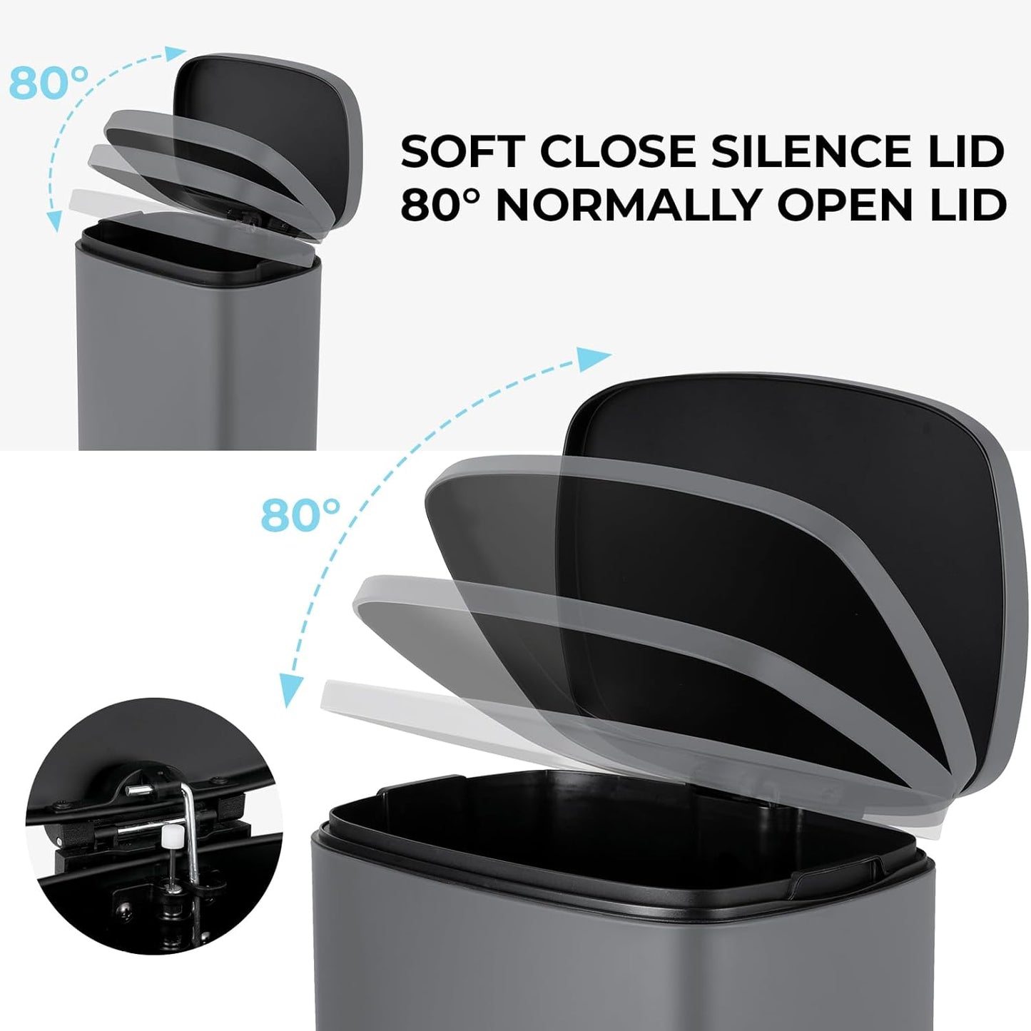 8 Gal Kitchen Trash Can, 30L Recycling or Garbage Bin, Brushed Stainless Steel Waste Basket, Soft&Quiet Close Dustbin, with Step-On Pedal, Removable Inner Bucket, for Home, Office, Living Room