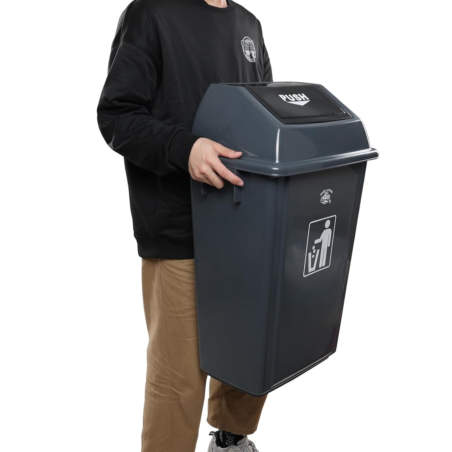 4 Packs 18 Gallon Large Commercial Trash Can, Kitchen Waste Bin with Lid, Plastic Tall Garbage Can Outdoor, 30" High