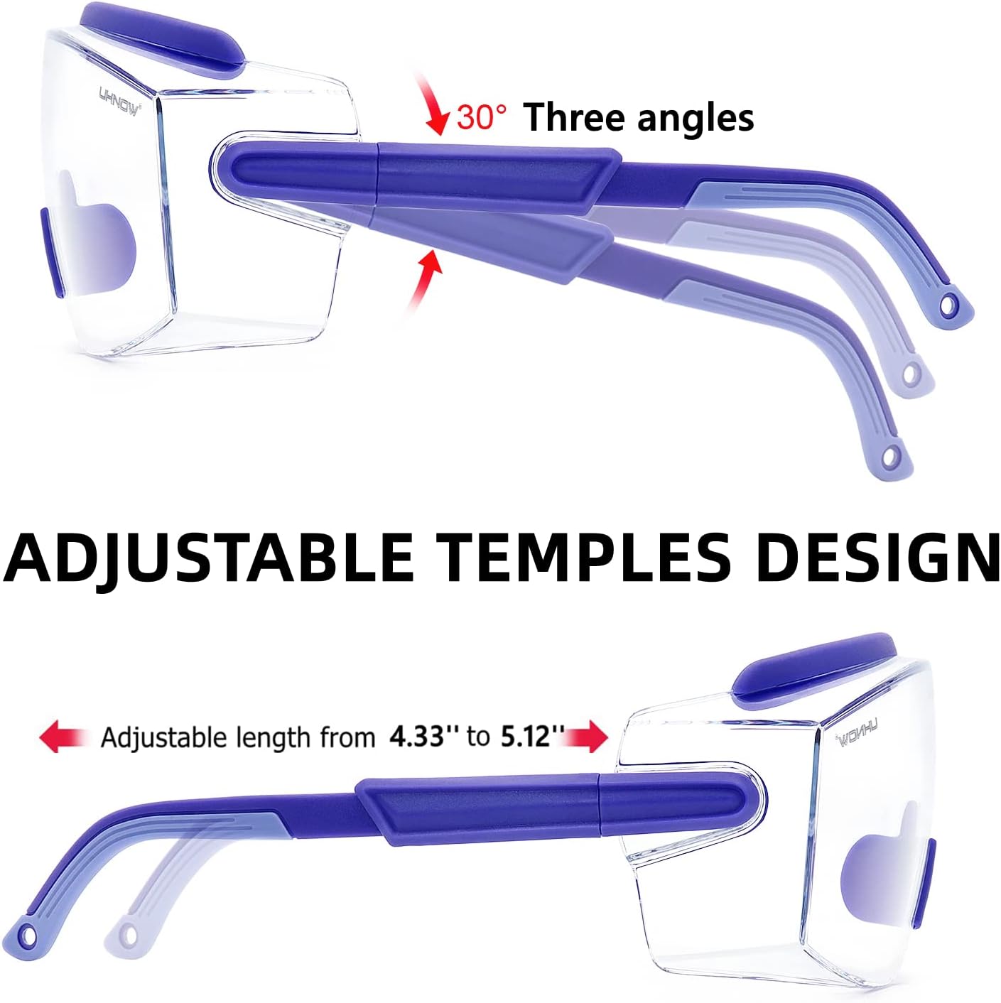 UKNOW Safety Goggles Over Glasses, Safety Glasses Anti Fog Wraparound Eye Protection, Protective Eyewear ANSI Z87.1