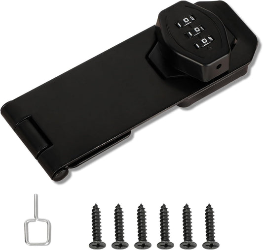 Password Rotary Hasp Locks, Digit Combination Lock Door Security Slide Latch Door Lock for Drawers, File Cabinets, Cabinets, Interior Doors, Barns, Garage Doors, Fence (5 Inch)
