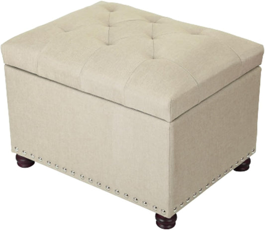 Joveco Storage Ottoman Bench Rectangular Fabric Organization Tufted Footrest for Living Room