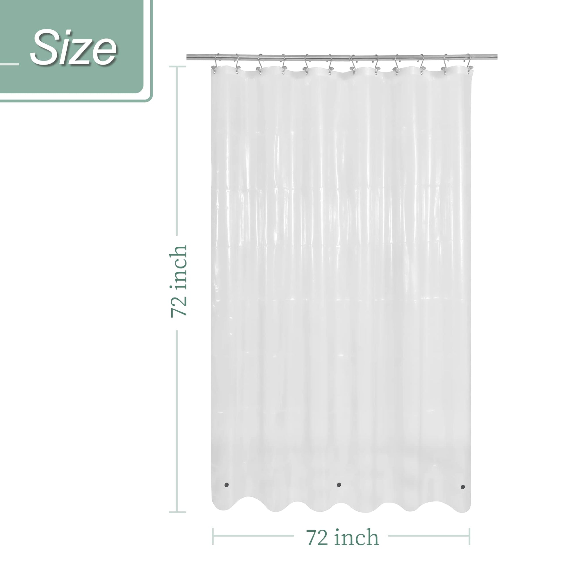 Mrs Awesome Clear Shower Curtain Liner with 3 Magnets, 72x72