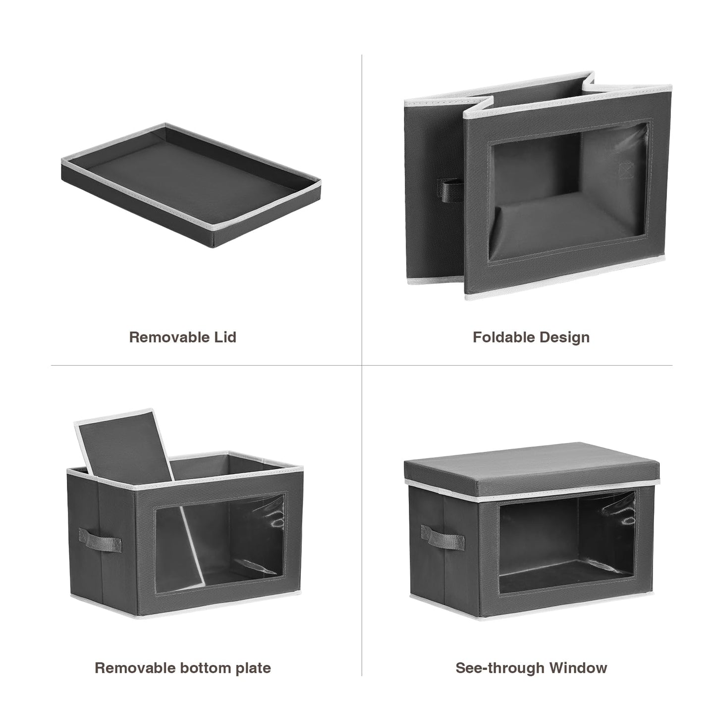 Homsorout Storage Bins with Lids - Fabric Storage Boxe with Window, Collapsible Closet Organizers