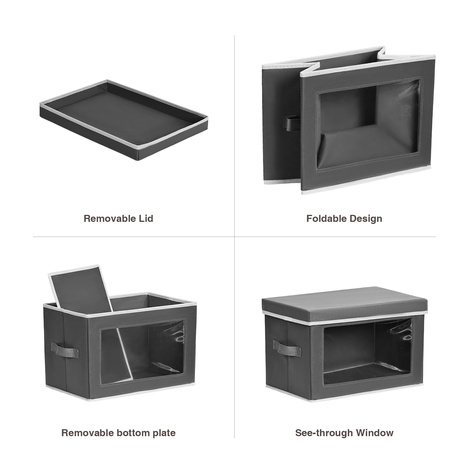 Homsorout Storage Bins with Lids - Fabric Storage Boxe with Window, Collapsible Closet Organizers
