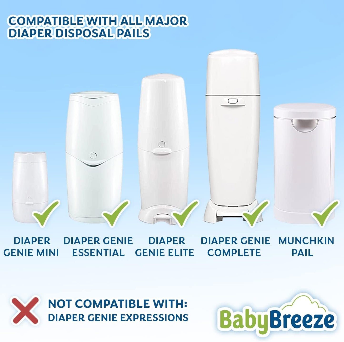 Diaper Pail Refill Bags Compatible with Playtex Diaper Genie- 1960 Count (7 Sets of 1 Pack) ??by BabyBreeze