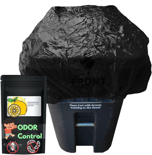 64 Gallon Trash Can Cover Odor Eliminating Bag with Elastic Band Lemon Scented Durable Chemical Free 1 Cover