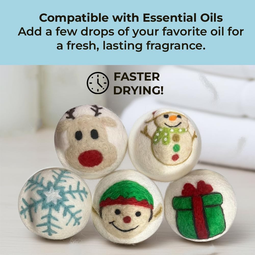 Ezhippie Quality Wool Dryer Balls - 6 XL Festival Pack - 1000+ Loads - Pure Organic Wool - Reusable Natural Fabric Softener Perfect with Essential Oils, Reduce Clothing Static and Wrinkles