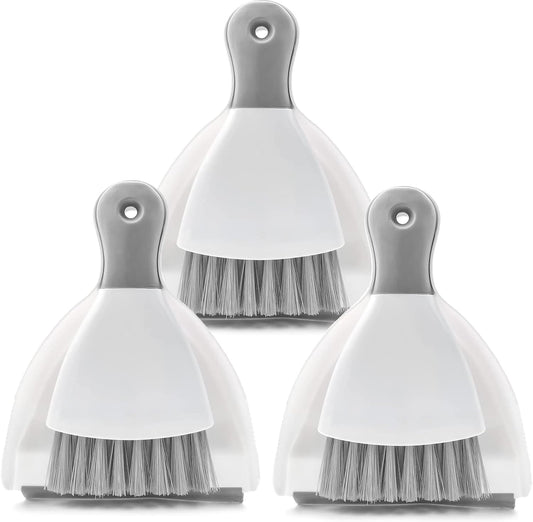Dust Pan Broom Brush Dustpan - Dustpan and Brush Set, Mini Dust Pans with Brushes, Handheld Broom Cleaning for Tables, Keyboards, Guinea Pig Cage, and Cat Litter, etc.（Gray 3 Set）