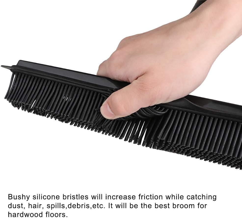 Pet Hair Rubber Broom Floor Brush for Carpet Dog Hair Remover with Built in Squeegee Silicone Broom Suitable for All Surface